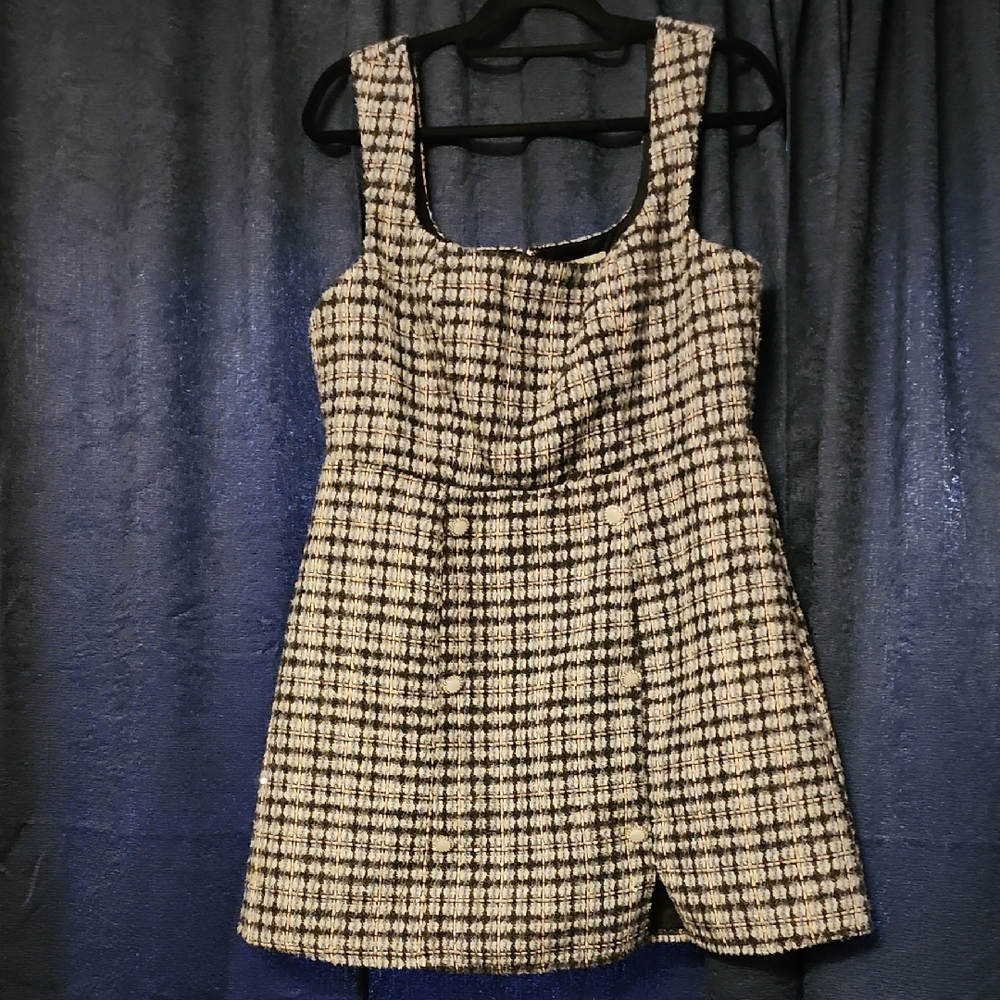 Francesca's Collections Black and Cream Tweed Mini Dress